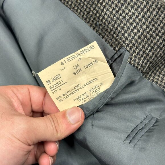 Samuelsohn Wool Cashmere Blazer Houndstooth Sport Coat Brown 41R - Picture 8 of 8